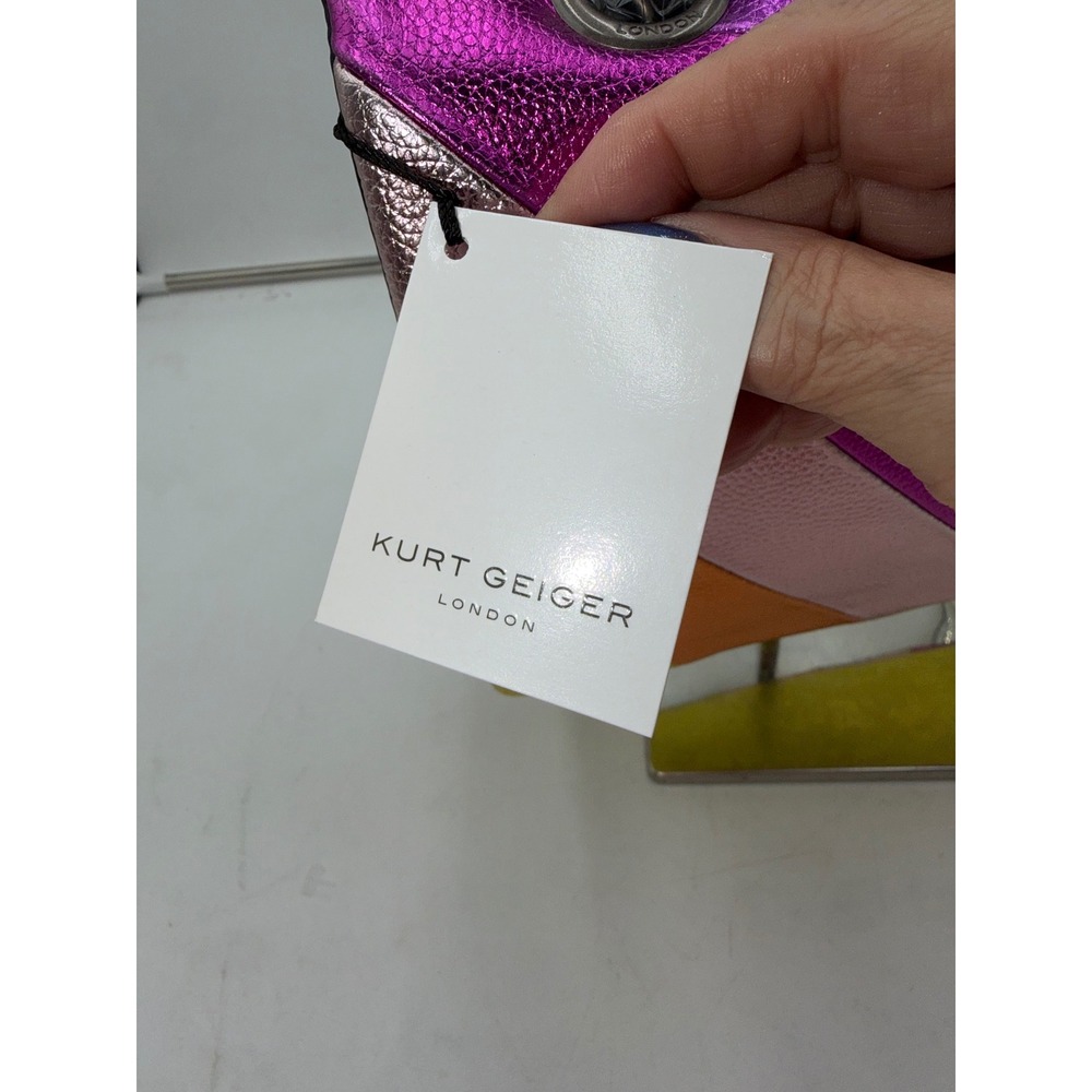 Kurt Geiger London Leather Kensington Bag Rainbow Metallic Stripe Eagle Head NEW - Picture 5 of 12
